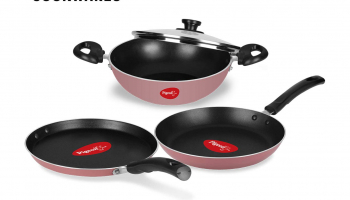 Pigeon Non-stick Cookware Set, Set of 3 (With one lid) at Rs.829