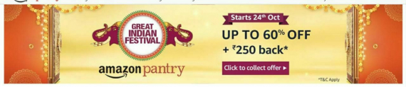 [LAST DAY]Amazon Pantry : Upto 60% Off + 250 back